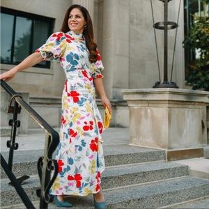 Rixo x Target Floral Mock Neck Cascade Midi Ruffle Dress NWT Size 12 NWT